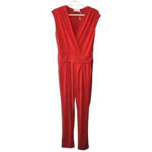 NWOT ReVd'elle Women's Combi Celia Surplice Tie Back Jumpsuit Size Large Red